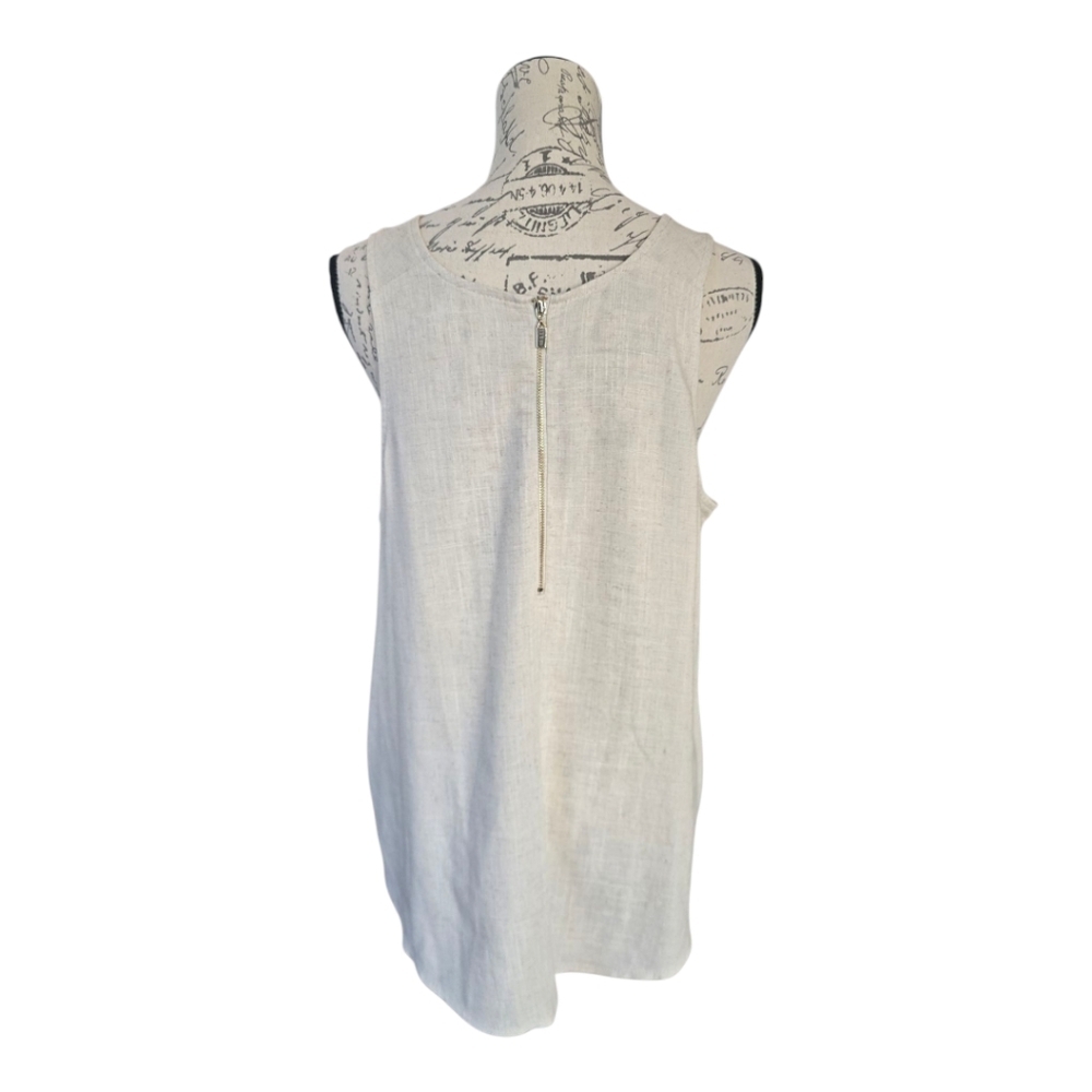 I Love Tyler Madison Oatmeal Tan Sleeveless Linen Blend Tank Top L - Picture 4 of 7